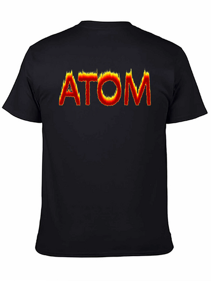 Camiseta Negra ATOM en llamas - Diseño Único
