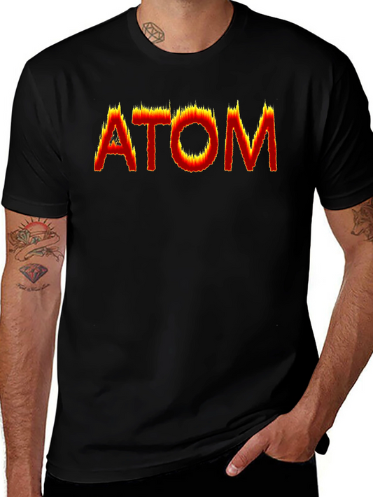 Camiseta Negra ATOM en llamas - Diseño Único