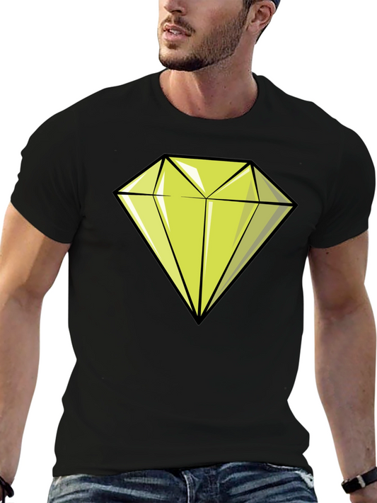 Camiseta Negra con Diamante Amarillo Brillante