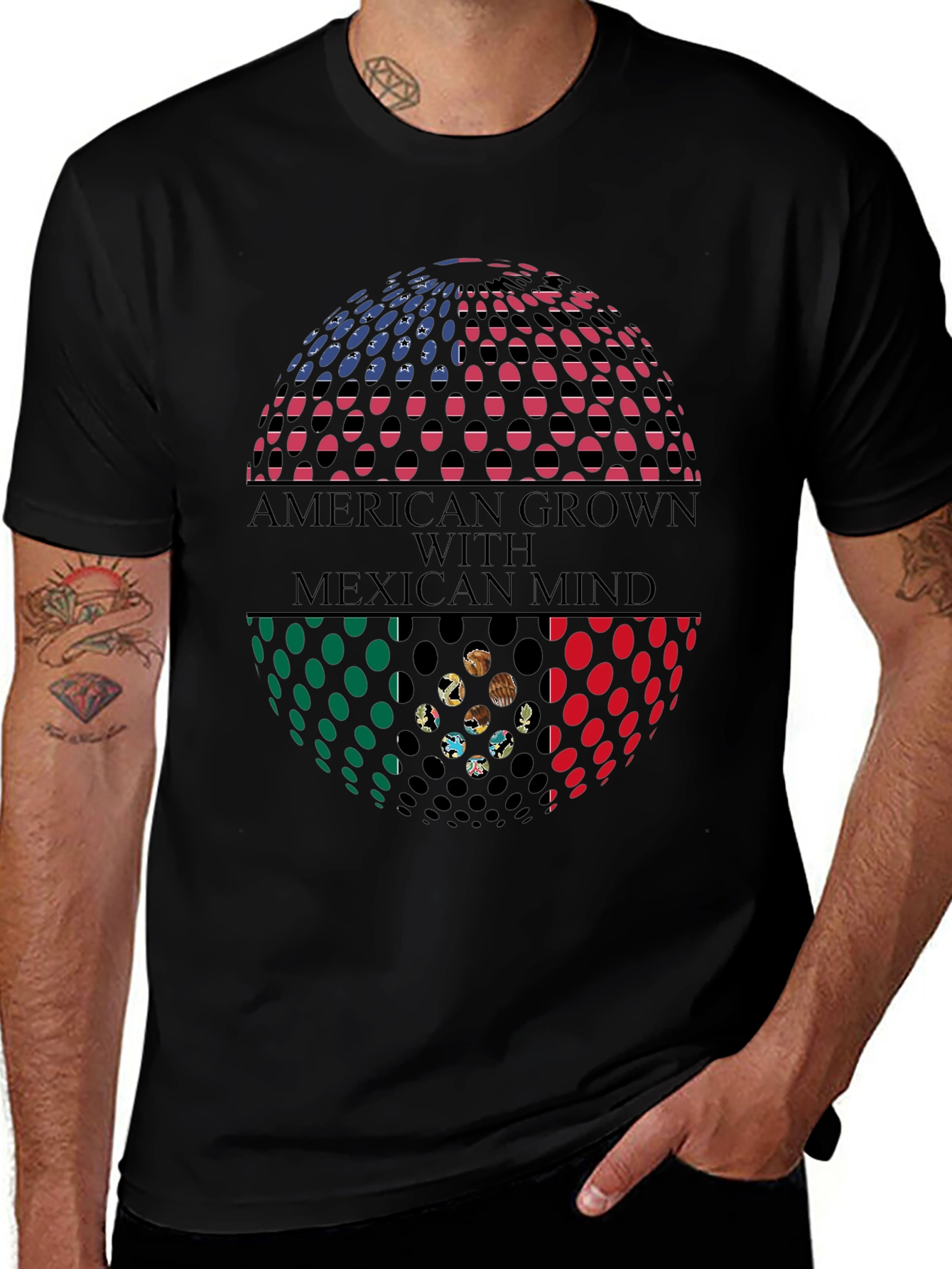 Camiseta Hombre: American Grown Mexican Mind