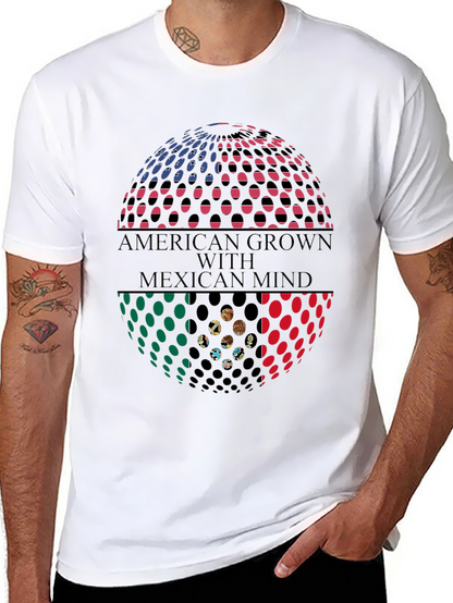 Camiseta Hombre: American Grown Mexican Mind