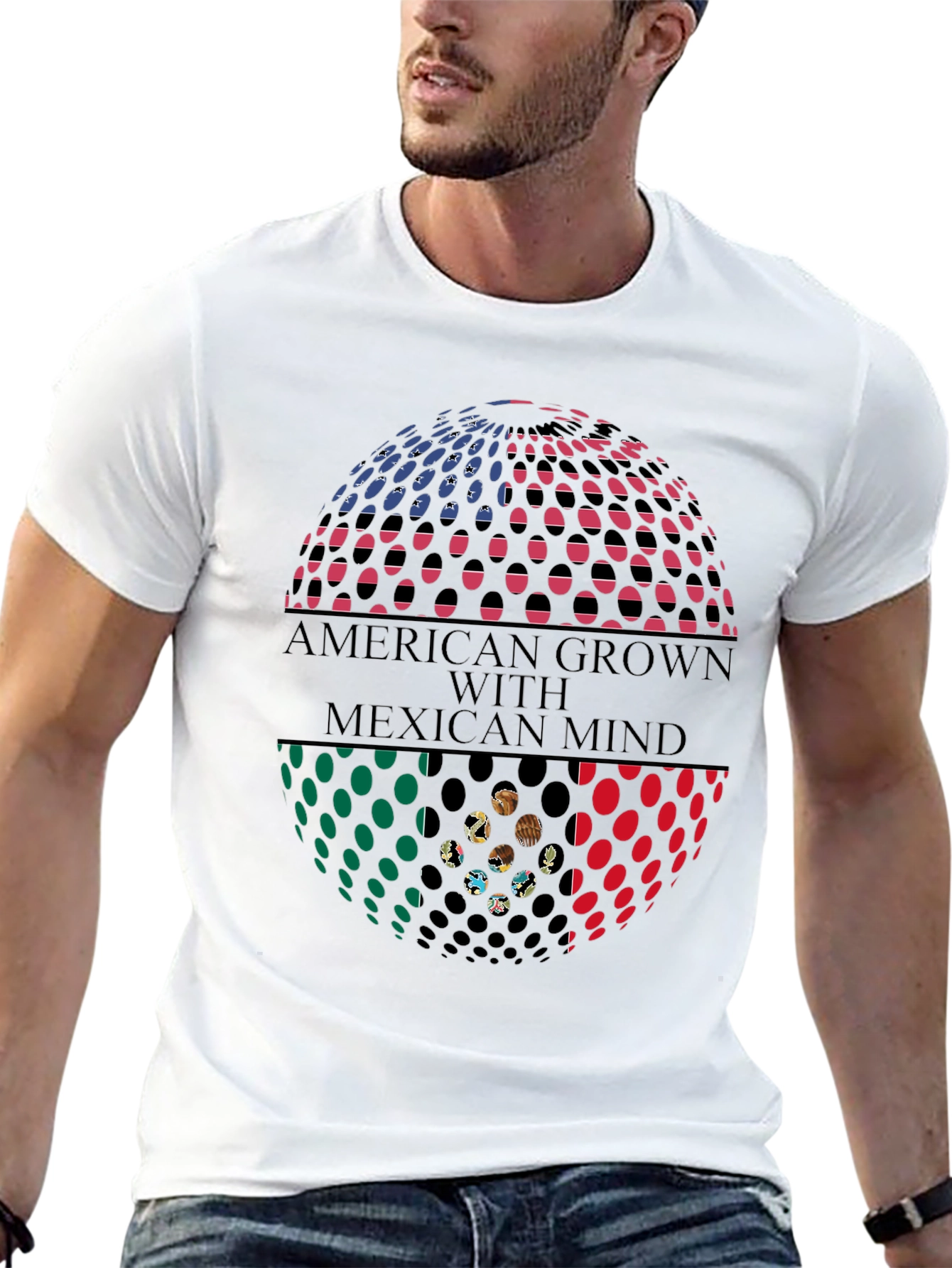 Camiseta Hombre: American Grown Mexican Mind