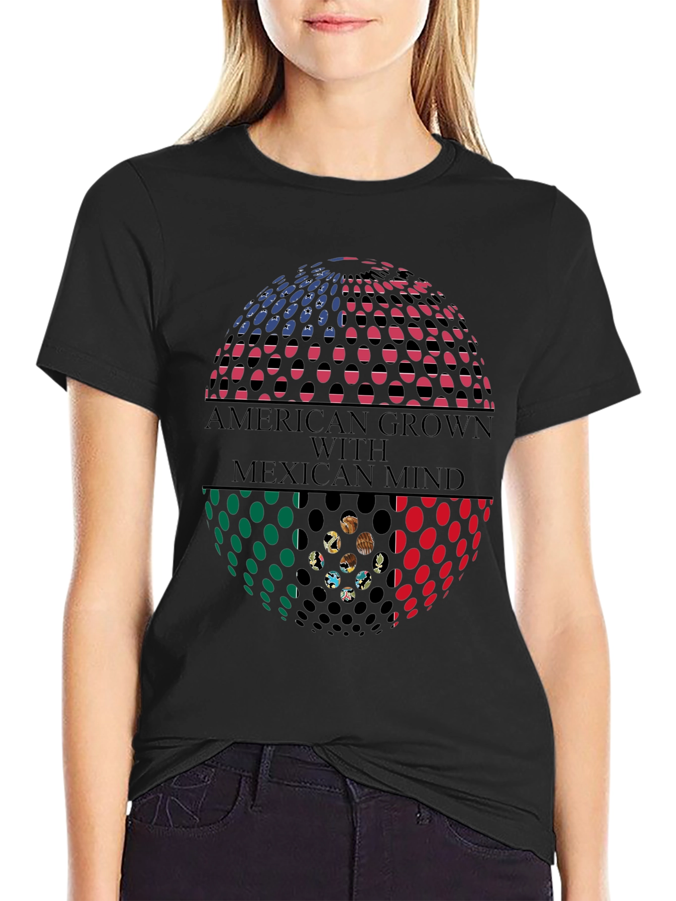 Camiseta Hombre: American Grown Mexican Mind