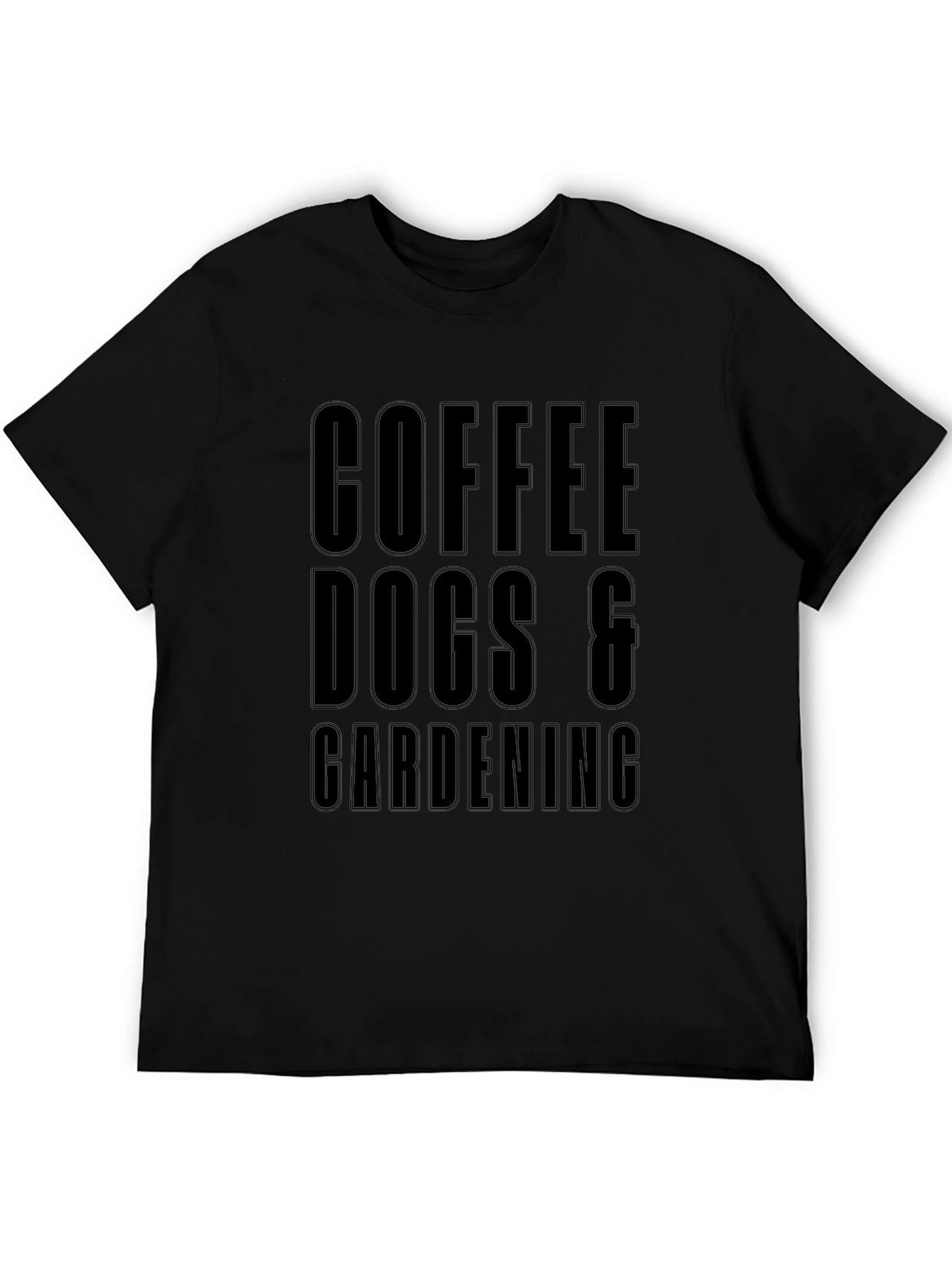 Camiseta Negra: Café Perros y Jardinería