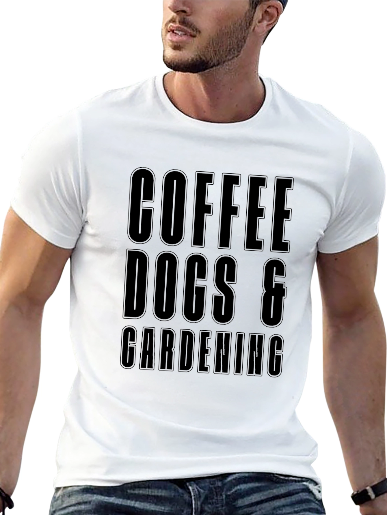 Camiseta Negra: Café Perros y Jardinería