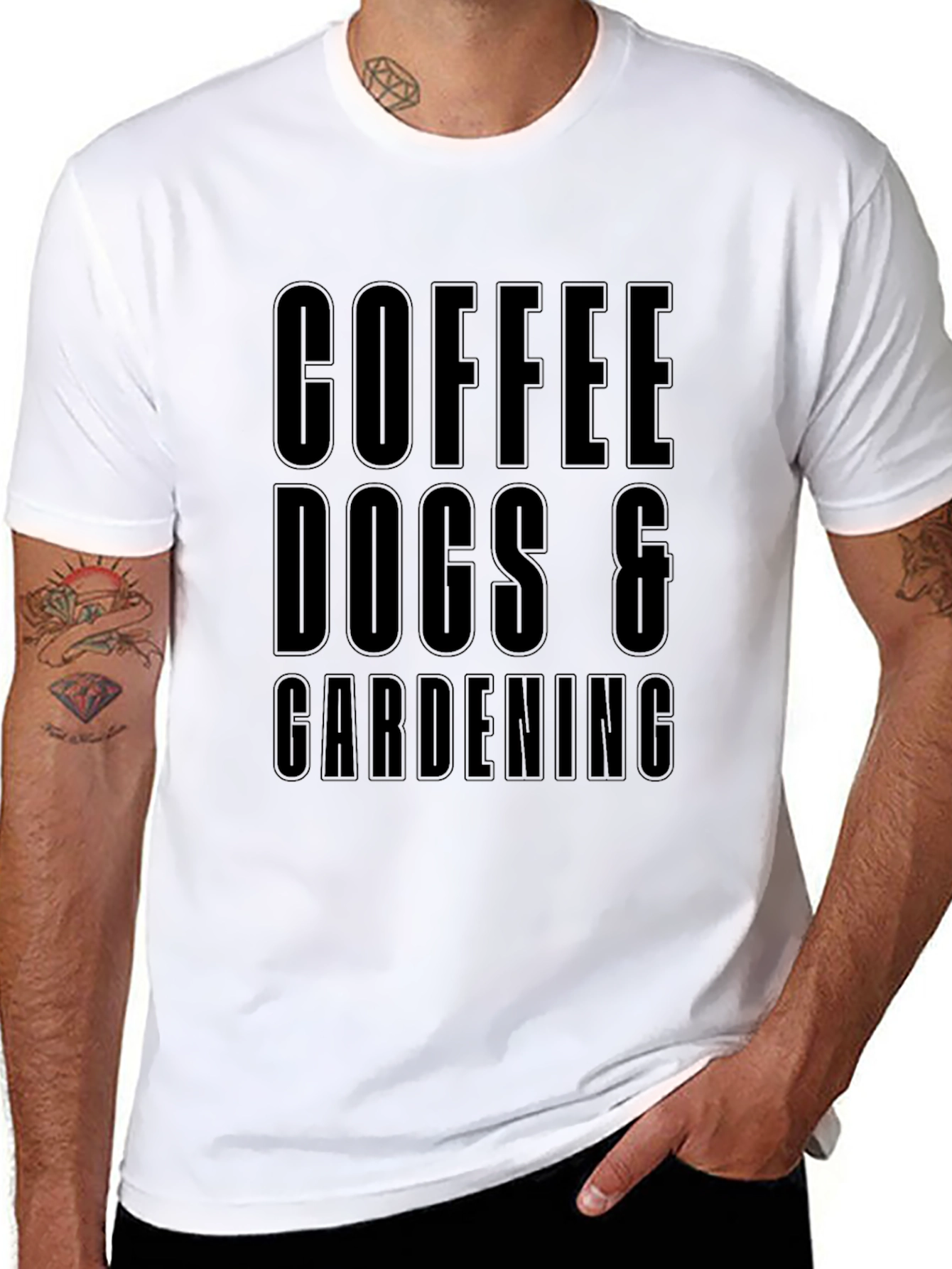 Camiseta Negra: Café Perros y Jardinería