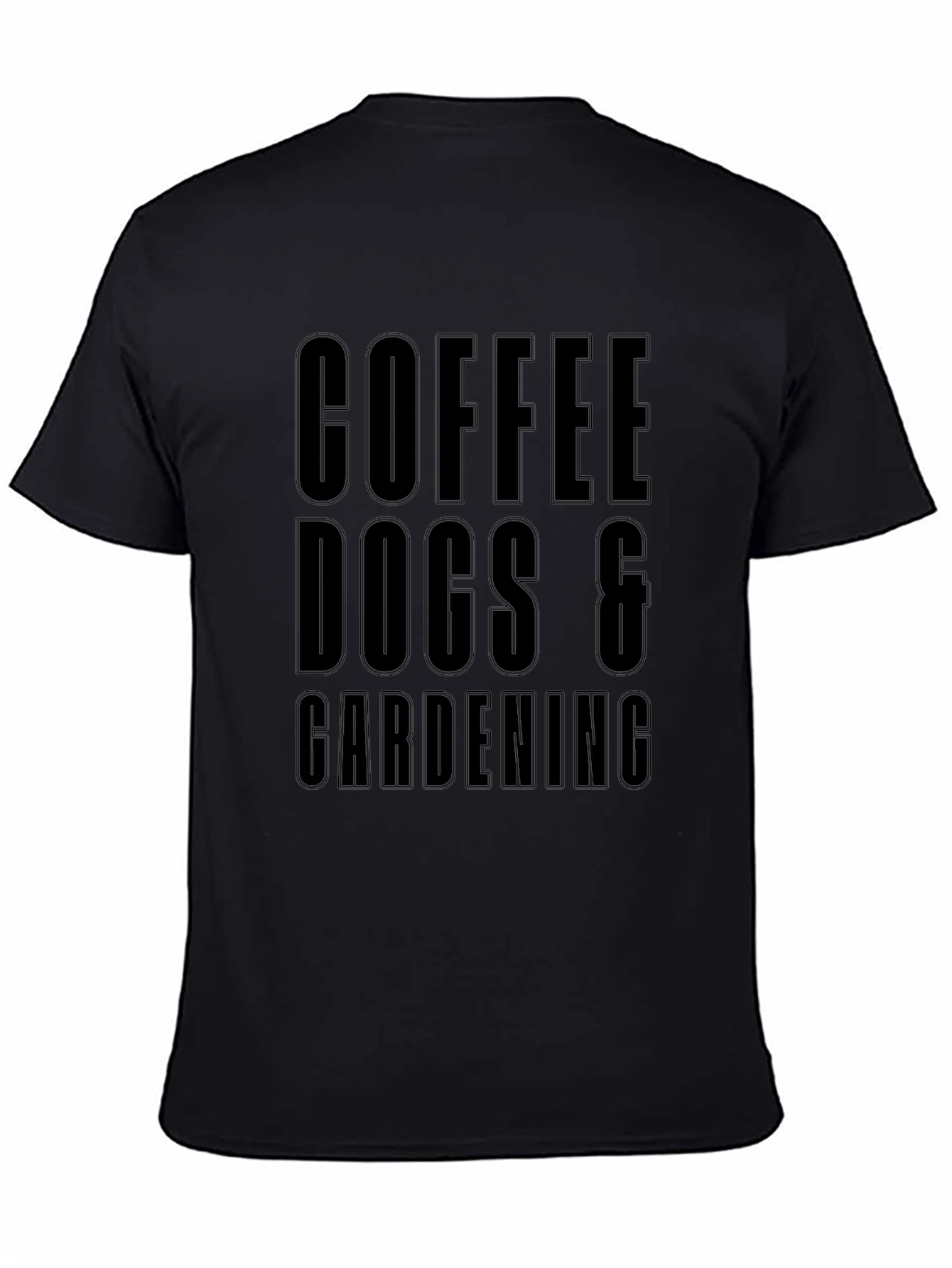 Camiseta Negra: Café Perros y Jardinería