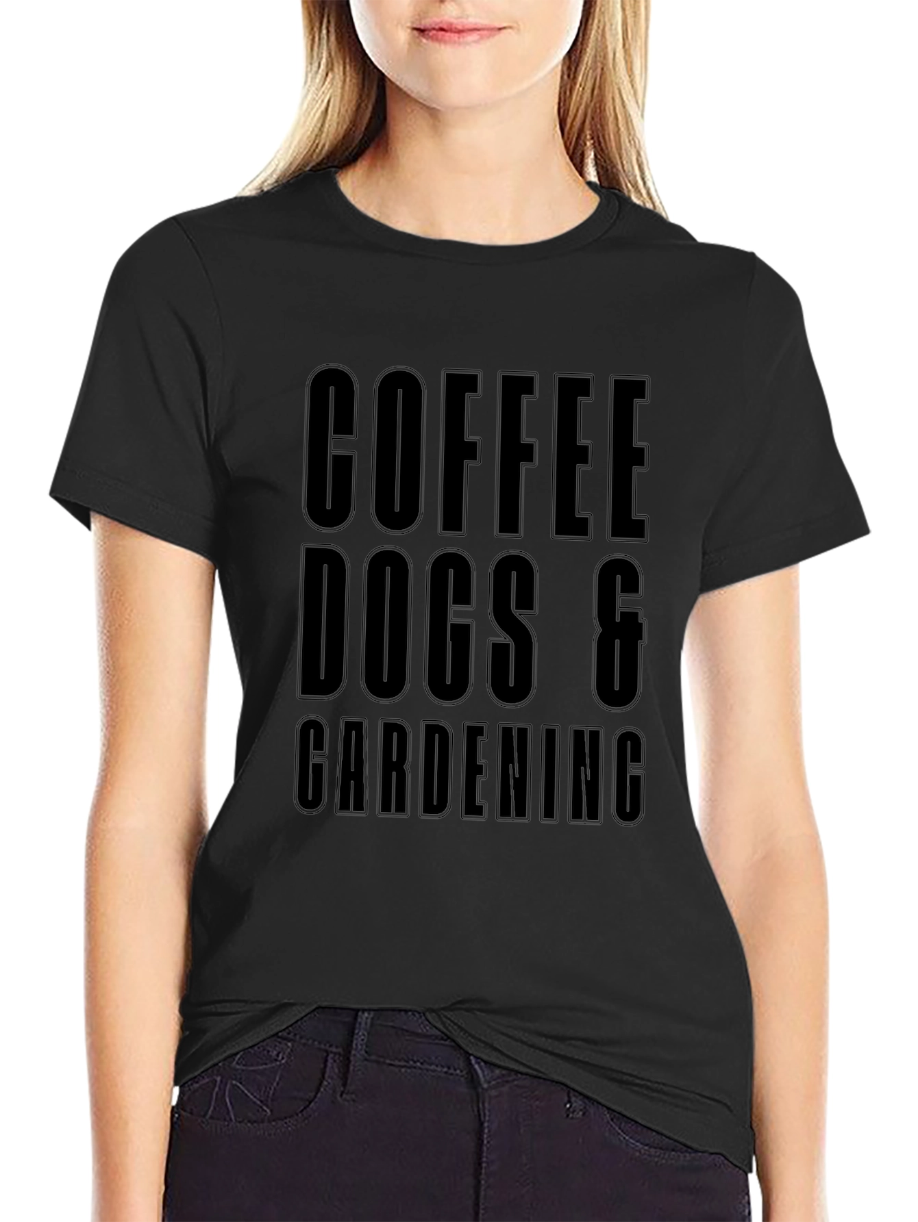 Camiseta Negra: Café Perros y Jardinería