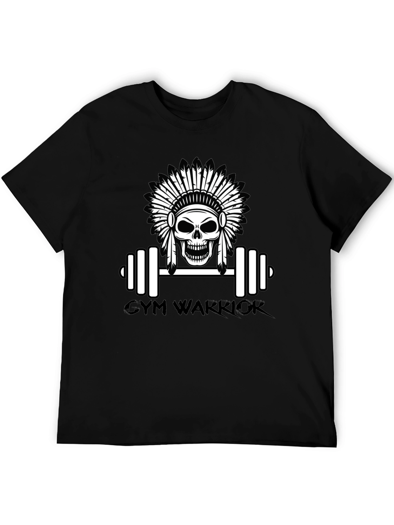 Camiseta Negra Gym Warrior con Diseño de Calavera