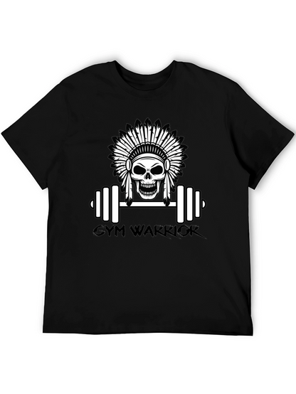 Camiseta Negra Gym Warrior con Diseño de Calavera