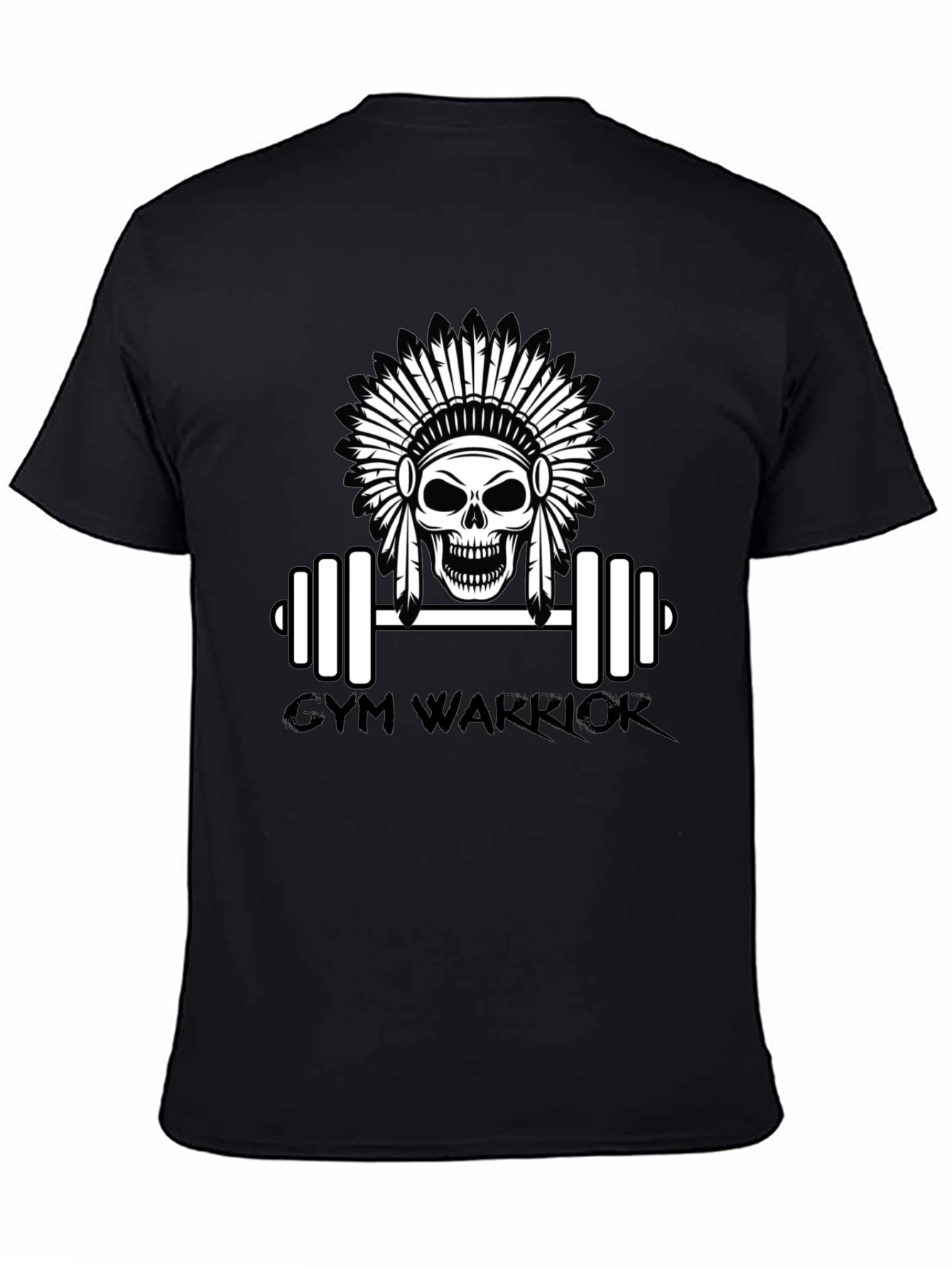 Camiseta Negra Gym Warrior con Diseño de Calavera