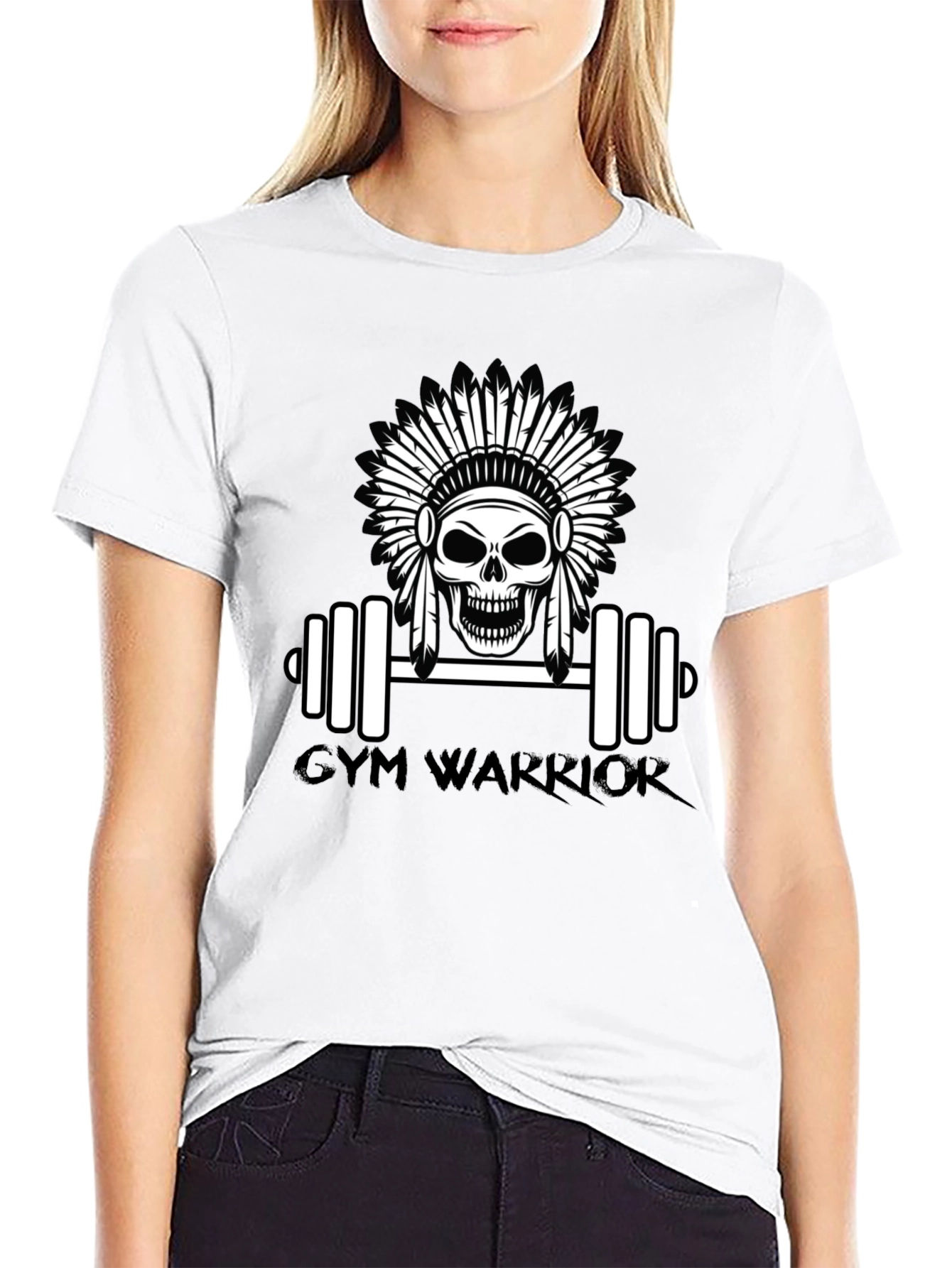 Camiseta Negra Gym Warrior con Diseño de Calavera
