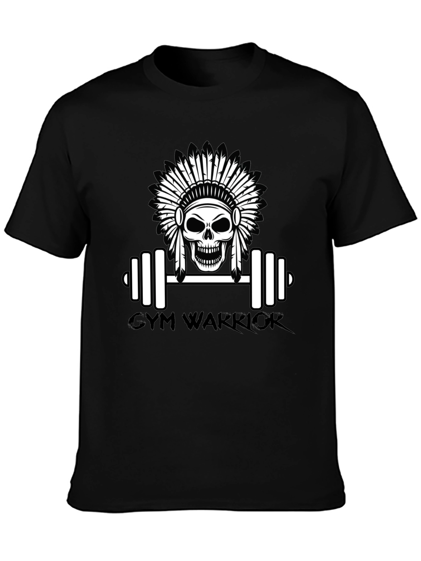 Camiseta Negra Gym Warrior con Diseño de Calavera