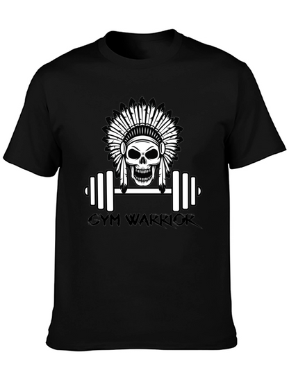 Camiseta Negra Gym Warrior con Diseño de Calavera