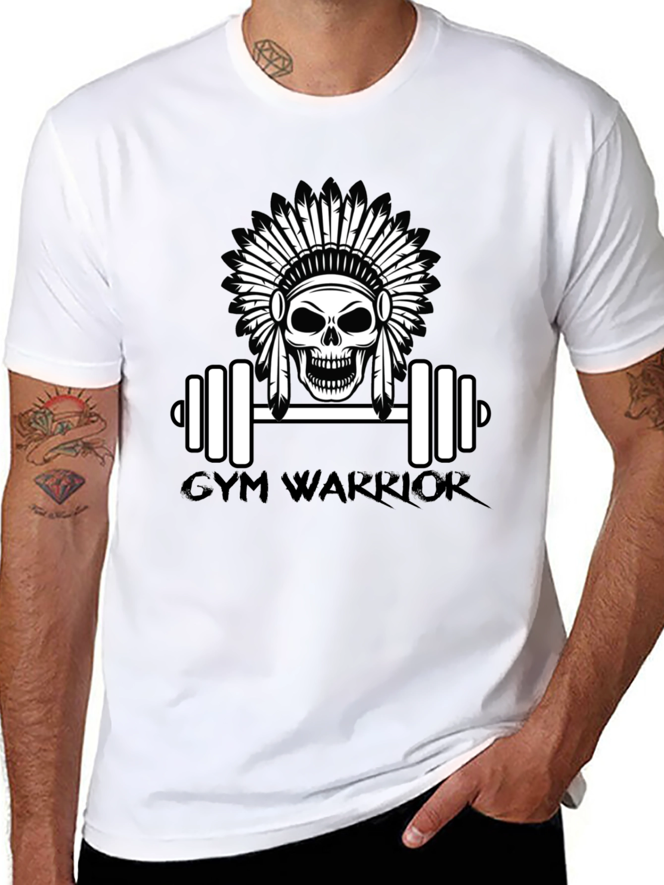 Camiseta Negra Gym Warrior con Diseño de Calavera