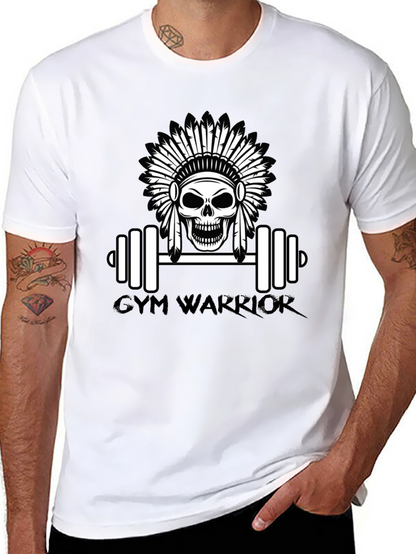 Camiseta Negra Gym Warrior con Diseño de Calavera