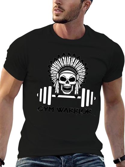 Camiseta Negra Gym Warrior con Diseño de Calavera