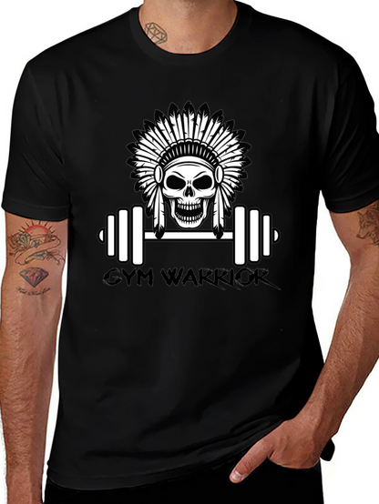 Camiseta Negra Gym Warrior con Diseño de Calavera