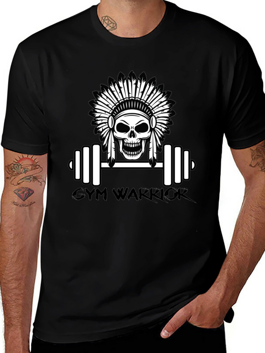 Camiseta Negra Gym Warrior con Diseño de Calavera