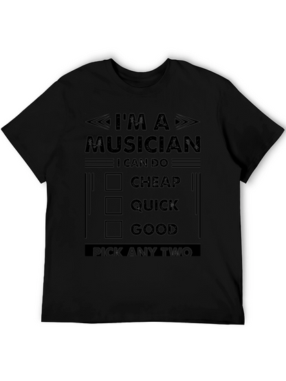 Camiseta Negra: Músico - Rápido Bueno Barato. Elige Dos