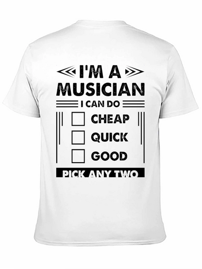 Camiseta Negra: Músico - Rápido Bueno Barato. Elige Dos