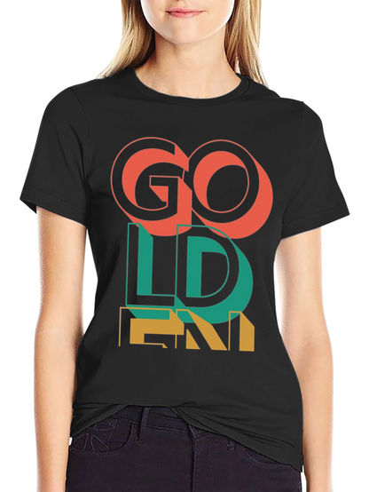 Camiseta Negra Go Golden Diseño Retro