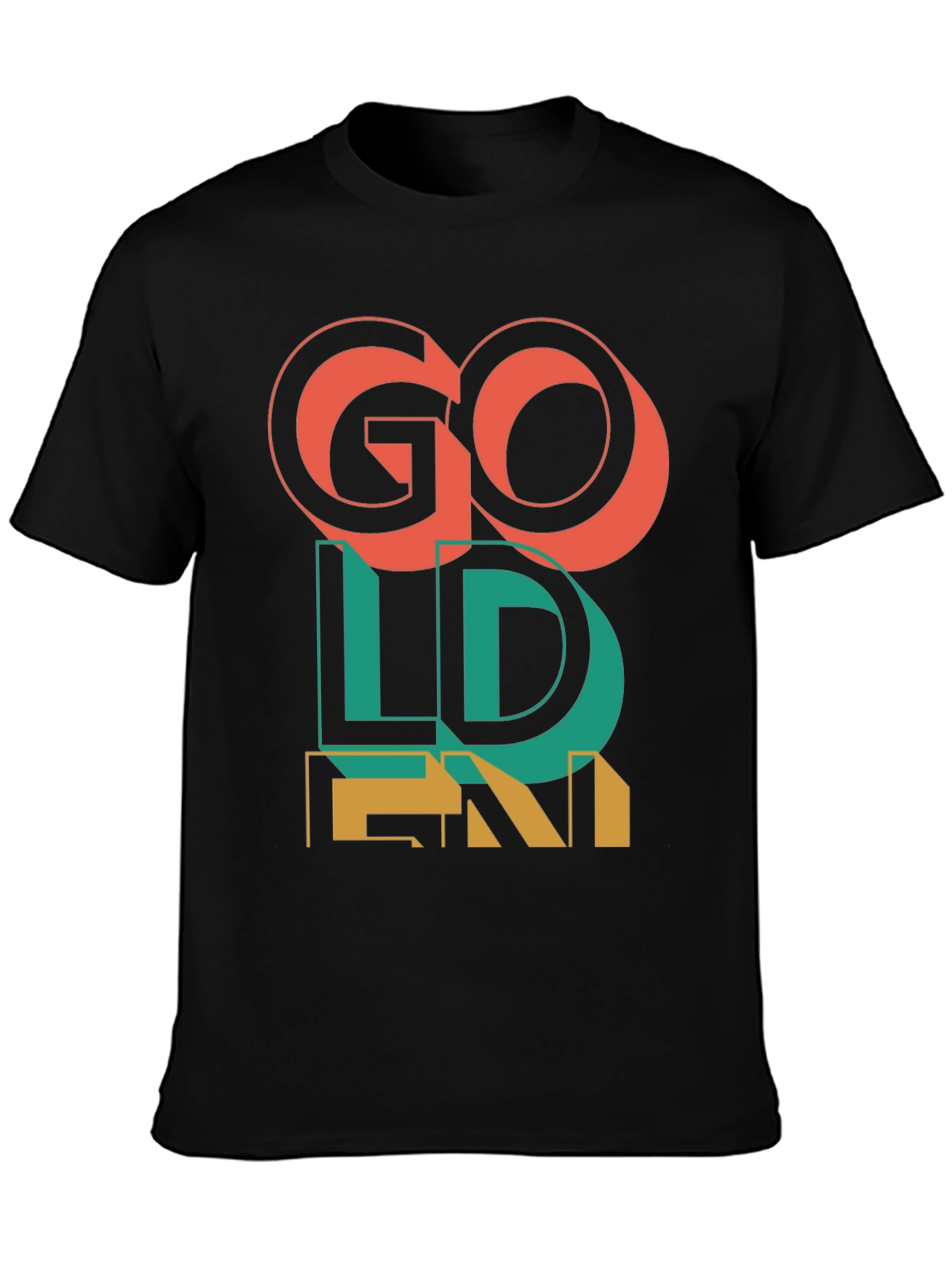 Camiseta Negra Go Golden Diseño Retro