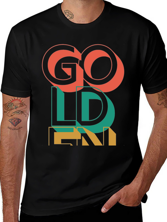 Camiseta Negra Go Golden Diseño Retro