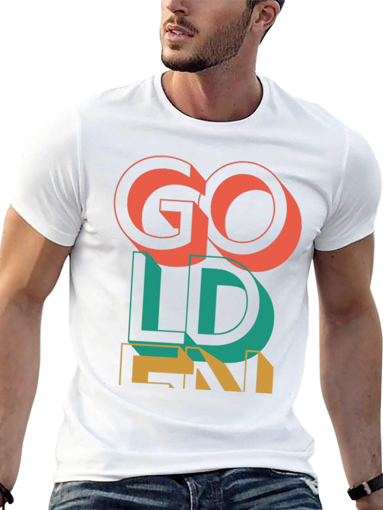 Camiseta Negra Go Golden Diseño Retro
