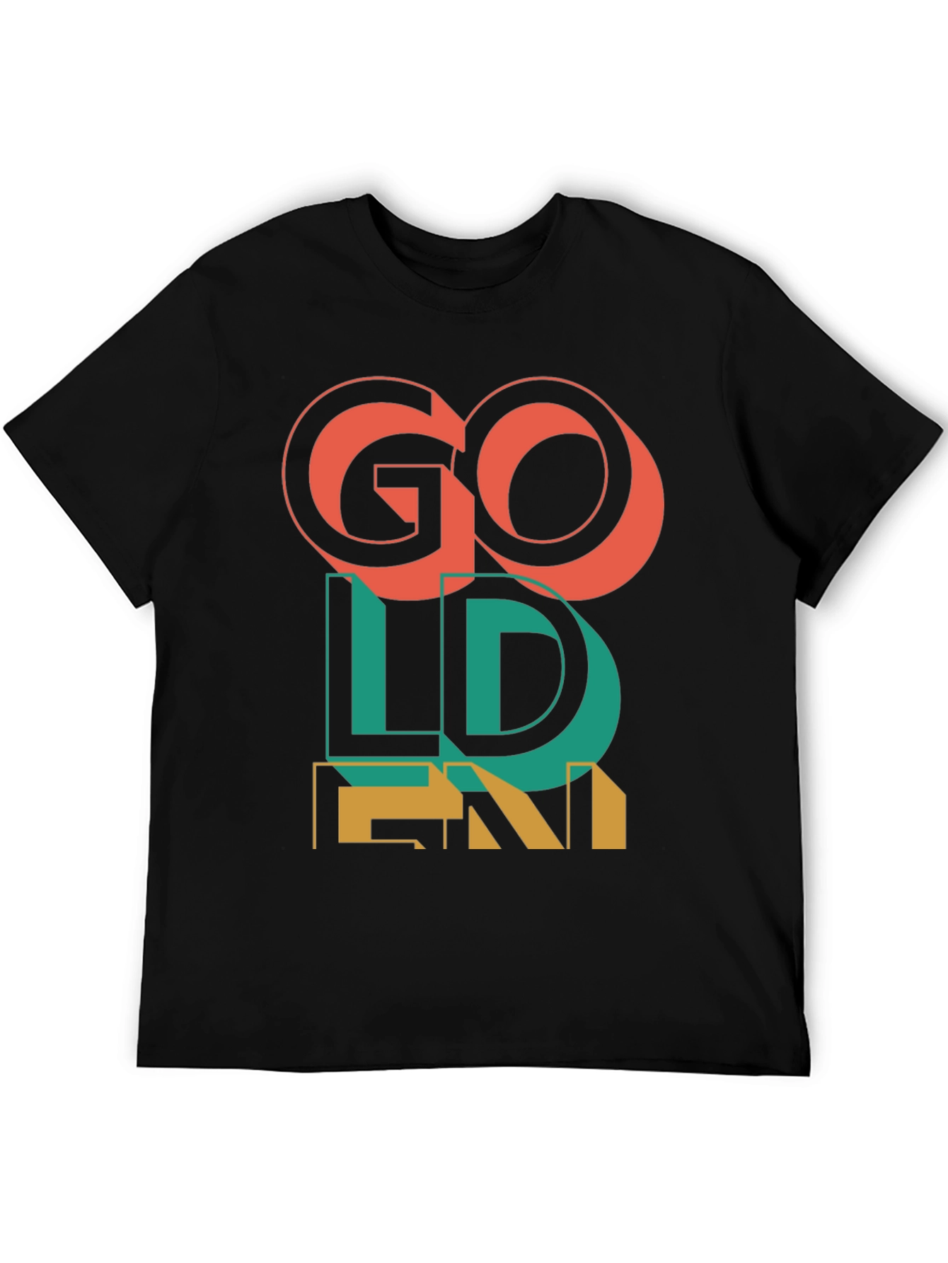 Camiseta Negra Go Golden Diseño Retro