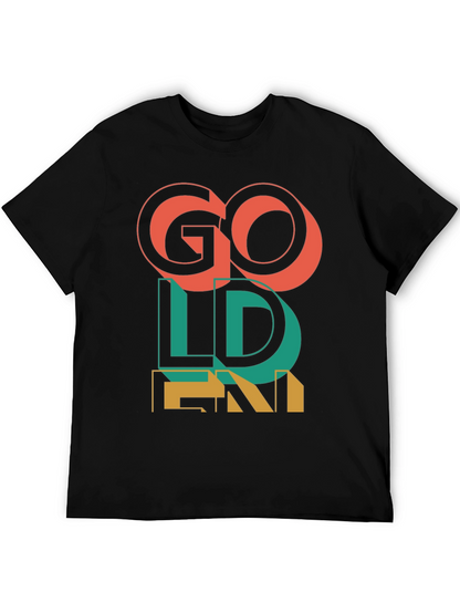 Camiseta Negra Go Golden Diseño Retro