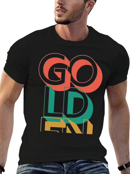 Camiseta Negra Go Golden Diseño Retro