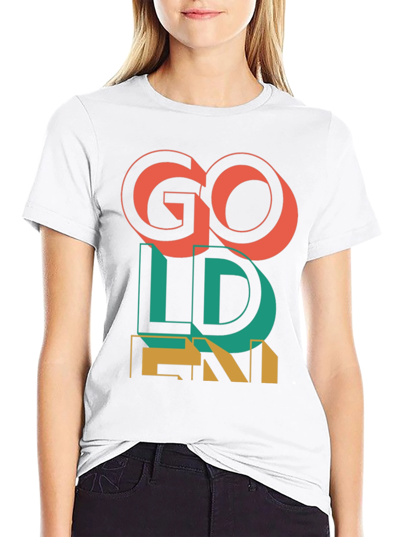 Camiseta Negra Go Golden Diseño Retro