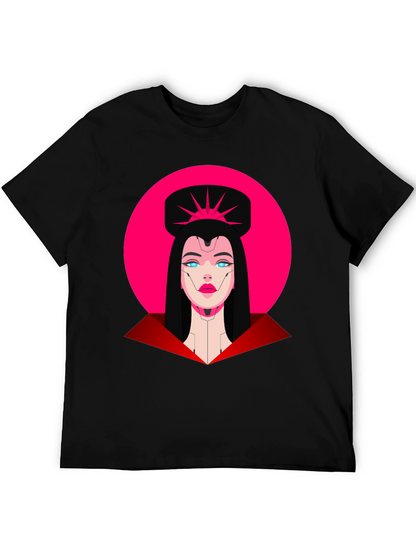 Camiseta Negra Mujer Cibernética Diseño Gráfico