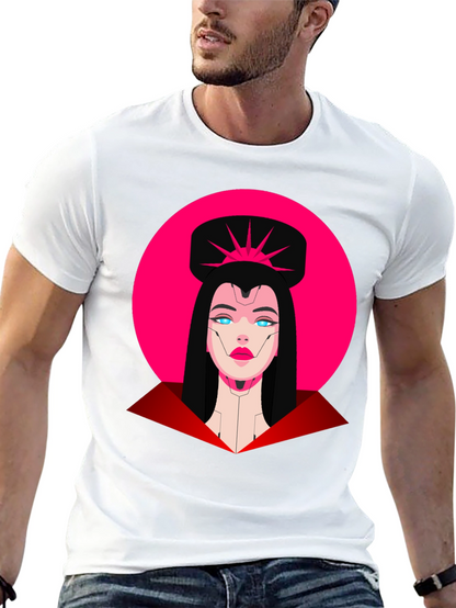 Camiseta Negra Mujer Cibernética Diseño Gráfico