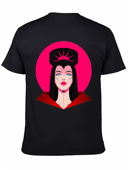 Camiseta Negra Mujer Cibernética Diseño Gráfico