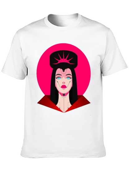Camiseta Negra Mujer Cibernética Diseño Gráfico
