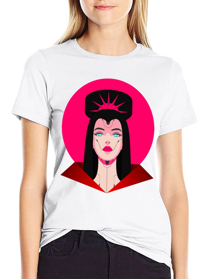 Camiseta Negra Mujer Cibernética Diseño Gráfico