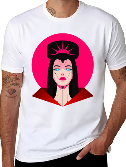 Camiseta Negra Mujer Cibernética Diseño Gráfico