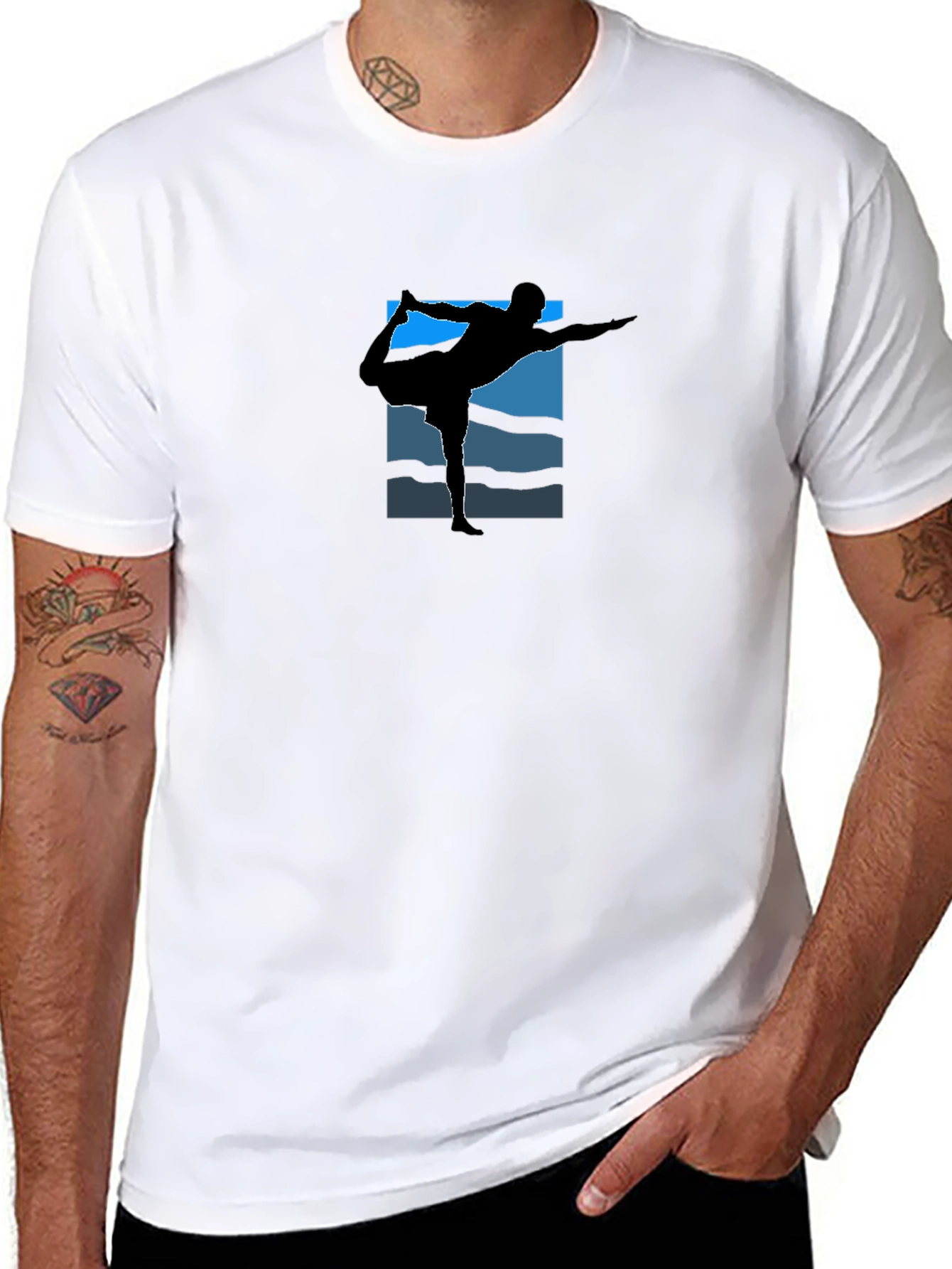 Camiseta Negra Yoga Pose Silueta