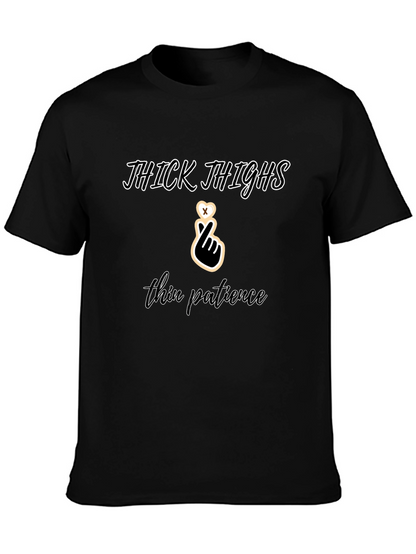 Camiseta Negra: Thick Thighs Thin Patience