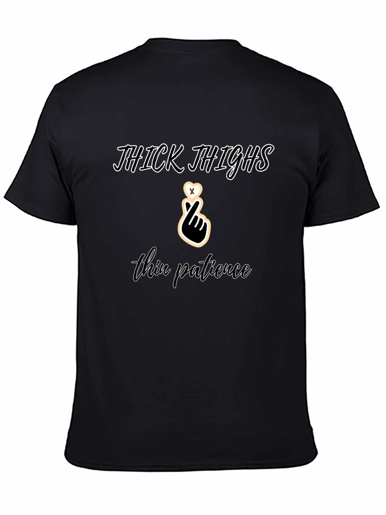 Camiseta Negra: Thick Thighs Thin Patience