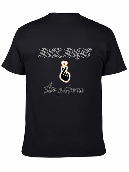 Camiseta Negra: Thick Thighs Thin Patience