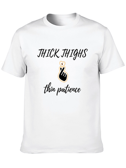 Camiseta Negra: Thick Thighs Thin Patience
