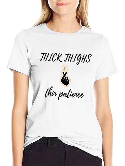 Camiseta Negra: Thick Thighs Thin Patience