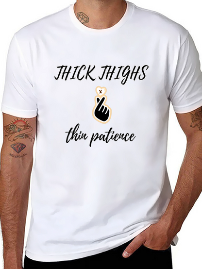 Camiseta Negra: Thick Thighs Thin Patience