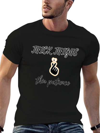 Camiseta Negra: Thick Thighs Thin Patience