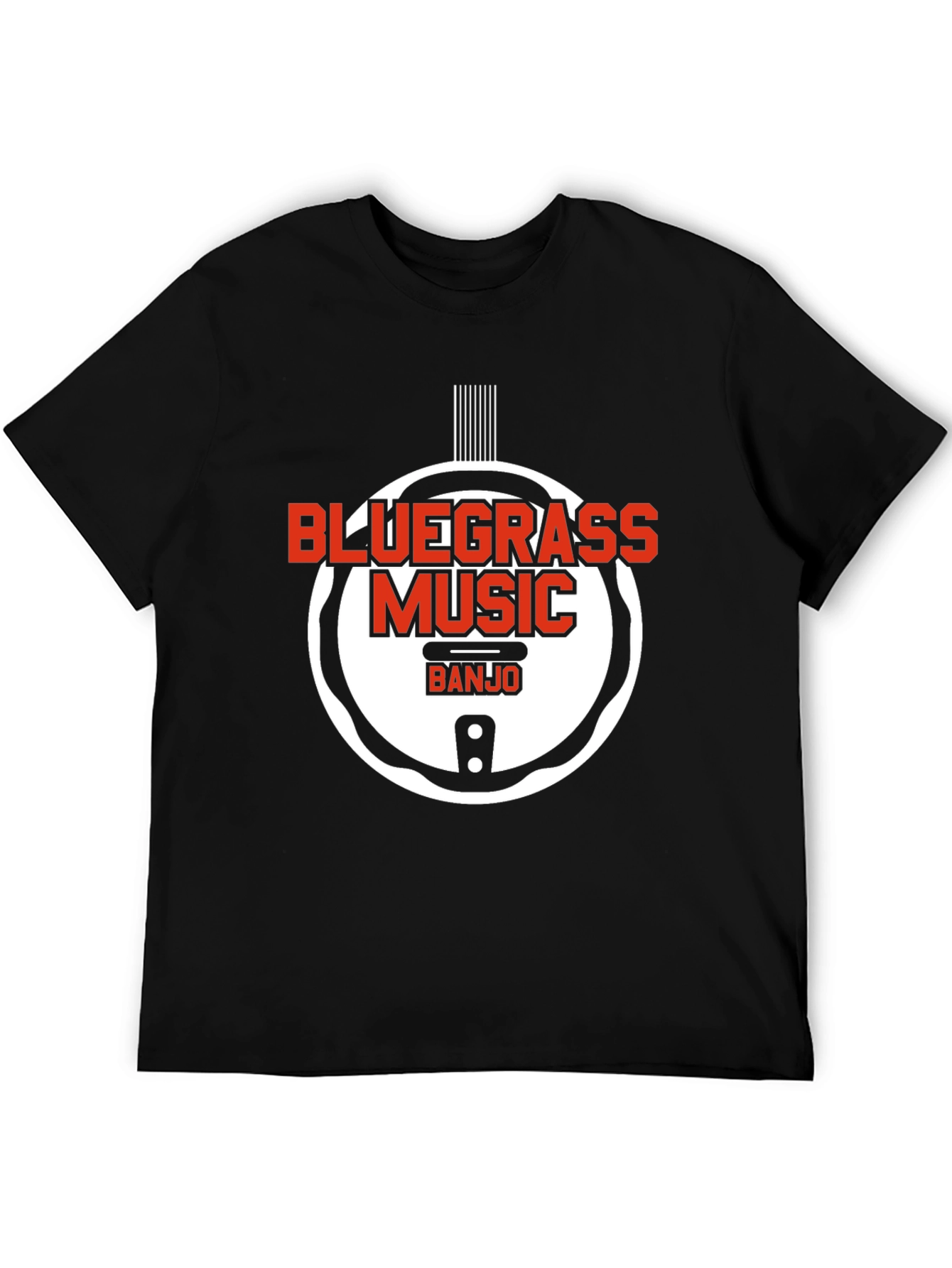 Camiseta Negra Bluegrass Music Banjo Estilo Único