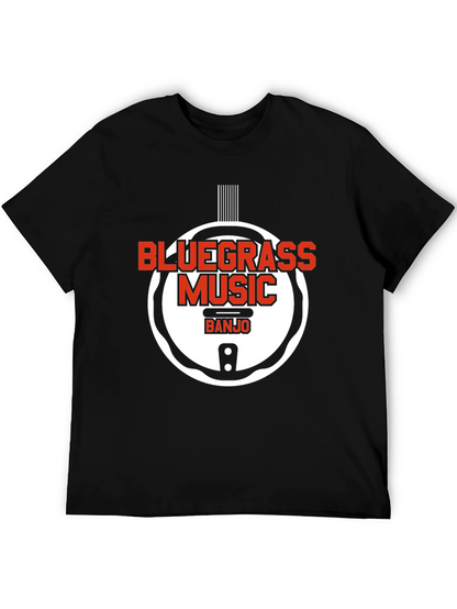 Camiseta Negra Bluegrass Music Banjo Estilo Único