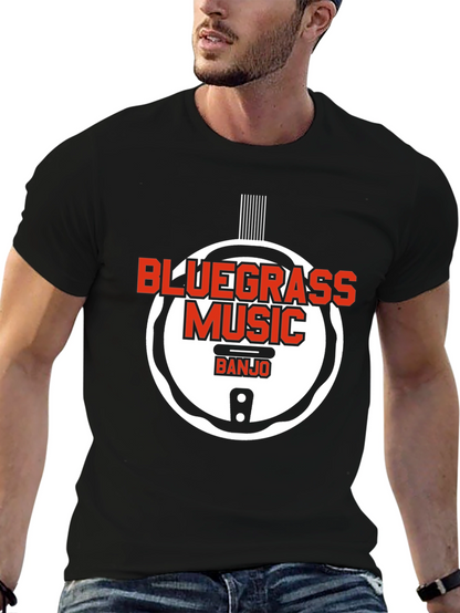 Camiseta Negra Bluegrass Music Banjo Estilo Único